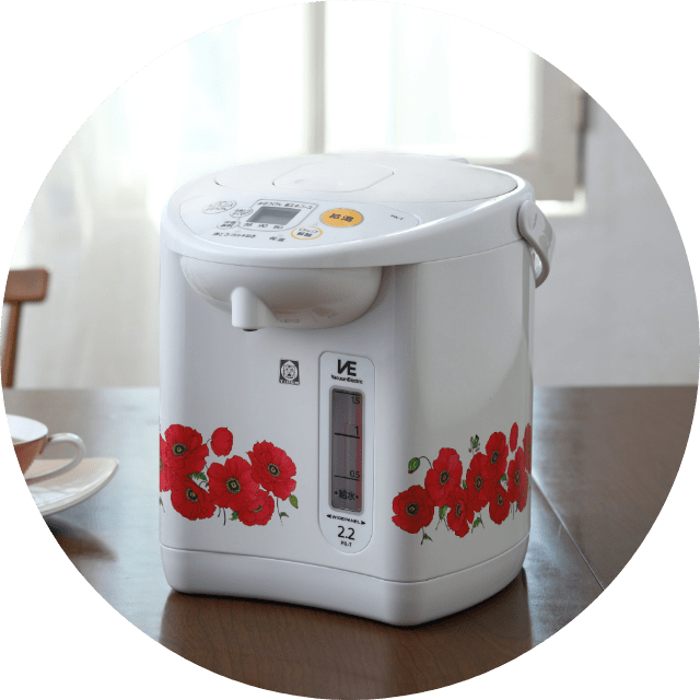 [Floral (Poppy) Pattern] Vacuum Electric Water Boilers & Warmers PIL-T220