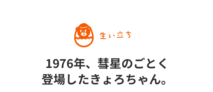 生い立ち　1976年、彗星のごとく登場したきょろちゃん。