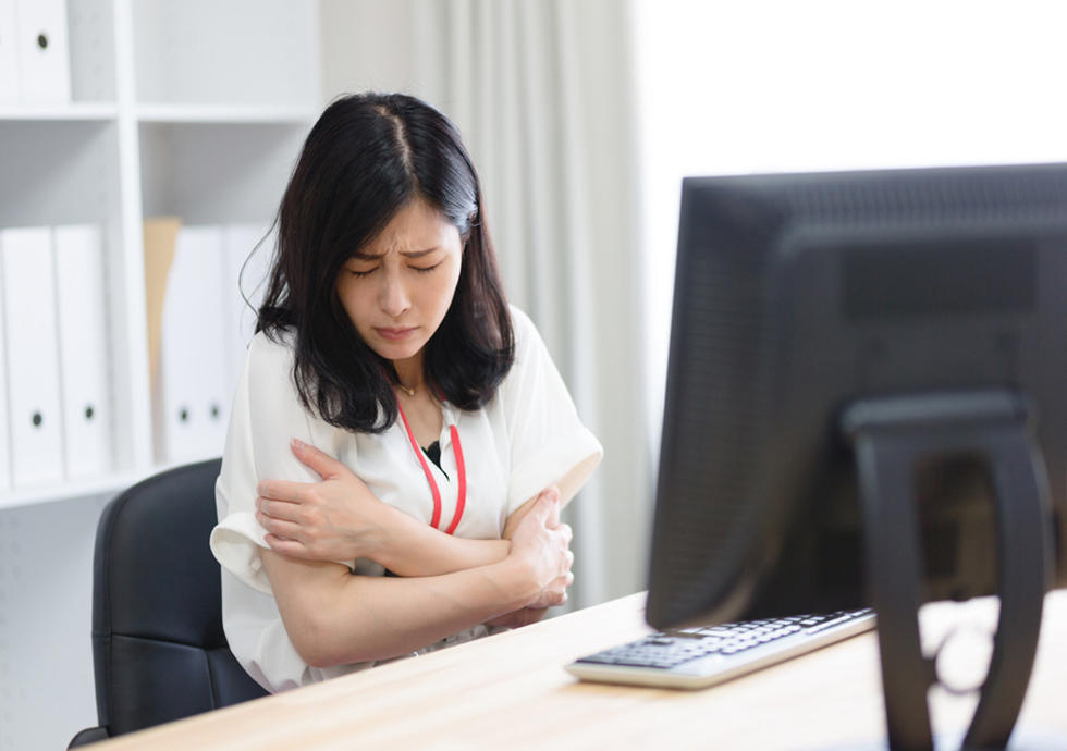 Freezing in the office.