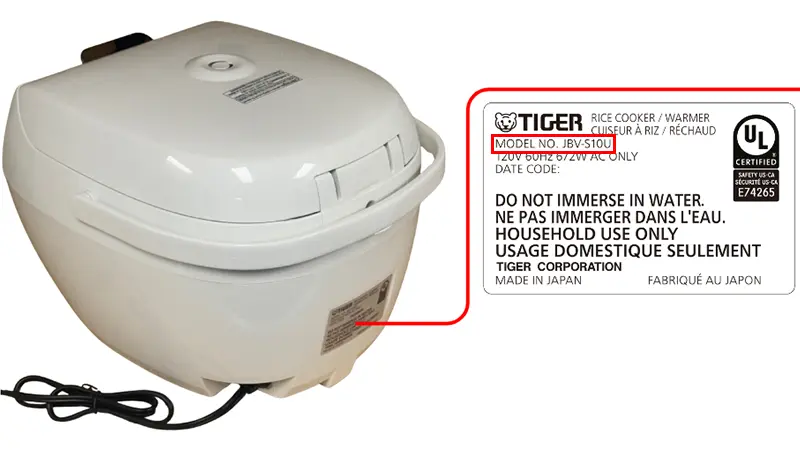 Rice Cookers Model Number Example